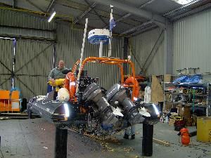 getting rib ready to be lifted back into water